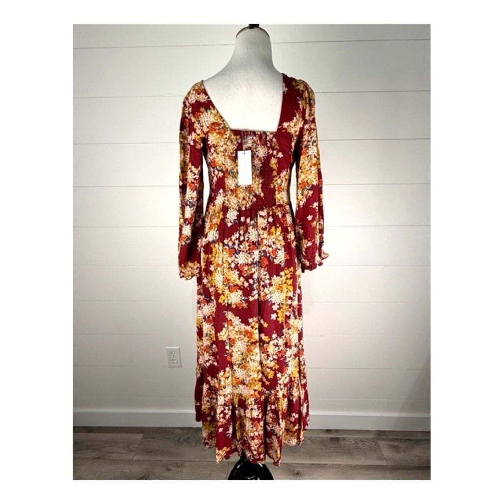 New Skies are Blue Tiered Peasant Dress Women S 4 6 Floral Boho Cottagecore Midi - Picture 2 of 11